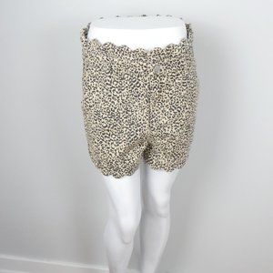 NWT Gilli Leopard Print Scalloped Bottom Paperbag Waist Shorts Medium